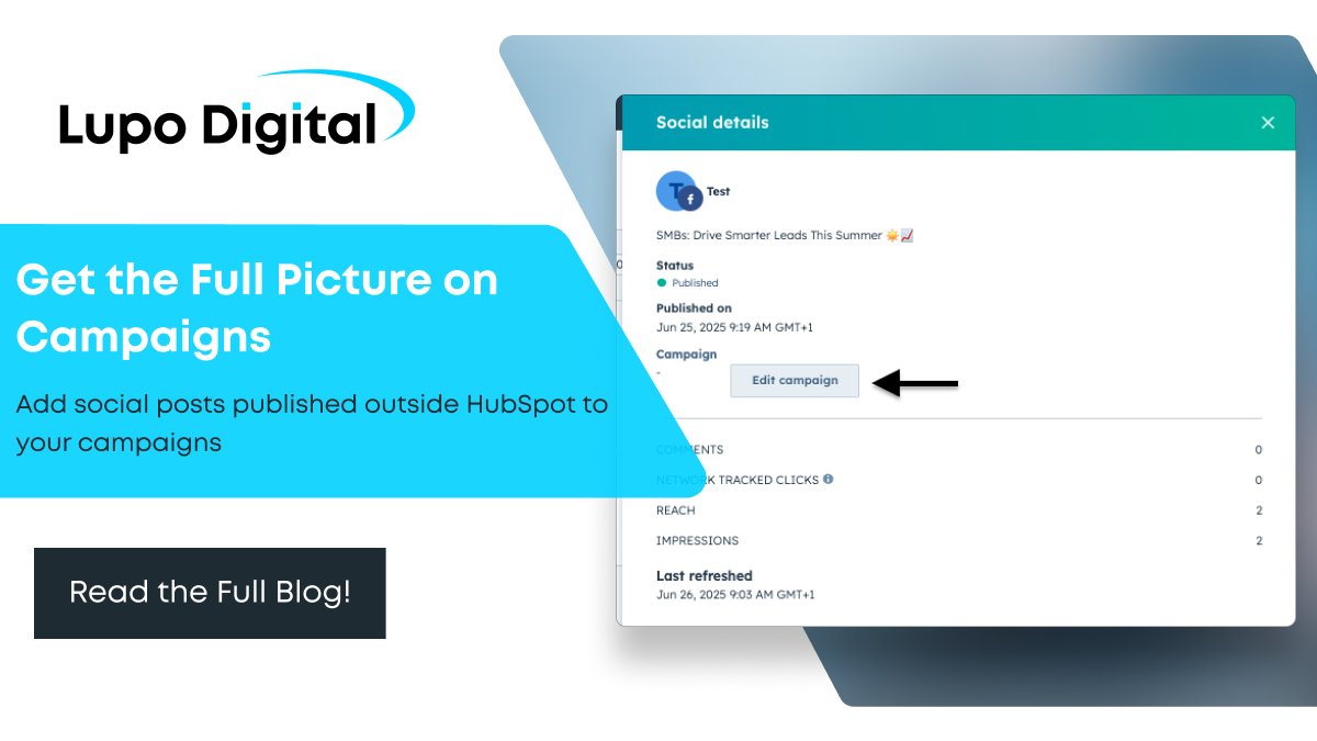 LupoDigital's tweet image. 📱Posting directly to LinkedIn or Instagram?

You can now track those posts in HubSpot campaigns! Measure full impact across channels.

Explore all August updates: hubs.li/Q03C3Yyn0 

#HubSpotMarketing #CampaignTracking