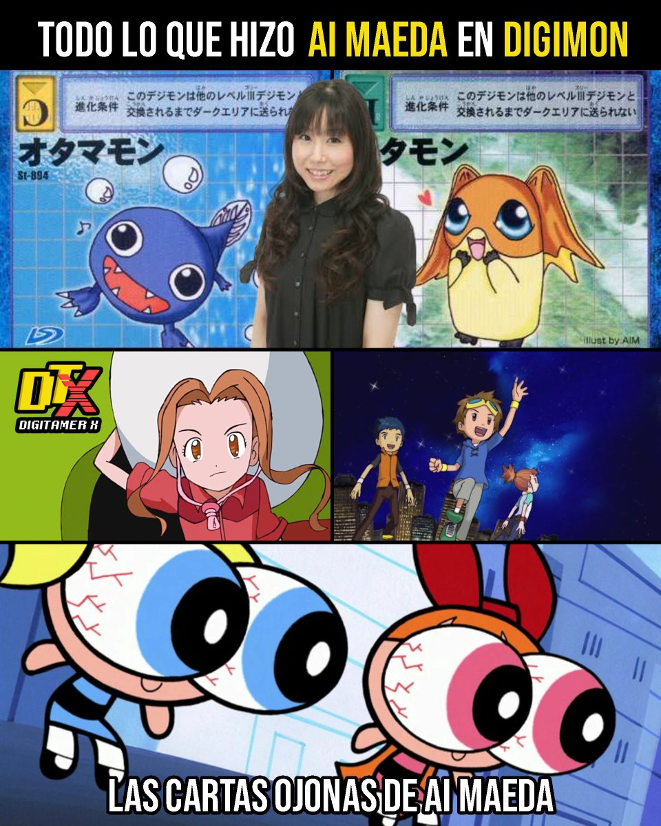 DigitamerX's tweet image. #DatosDigimon Random hasta que consiga novia #52

🌐 Ai Maeda es una artista en todo el sentido de la palabra...
¿Sabías que Ai Maeda (también conocida como AiM) tiene una trayectoria enorme dentro del universo #Digimon?

#AiM #AiMaeda #SabiasQue #DigimonAdventure #DigimonTamers