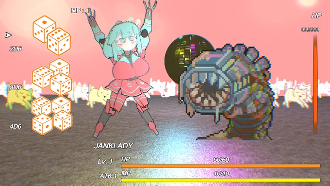 STEAMにて『JANKLADY』のストアページができましたロボットの主人公が洞窟や荒野を探索して拠点の住民と交流していくRPGです戦闘はサイコロを転がして攻撃力を決めるランダムの極致になっています、ウィッシュリストにどうぞ～ ◆ The store page for "JANKLADY" is now available on STEAM.