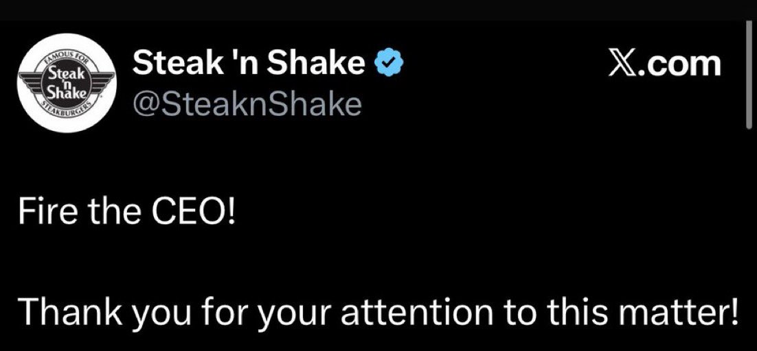 Dom Lucre | Breaker of Narratives (@dom_lucre) on Twitter photo 🔥🚨BREAKING: Steak ‘n Shake is now demanding the the CEO Cracker Barrel. 🔥🚨BREAKING: Steak ‘n Shake is now demanding the the CEO Cracker Barrel.