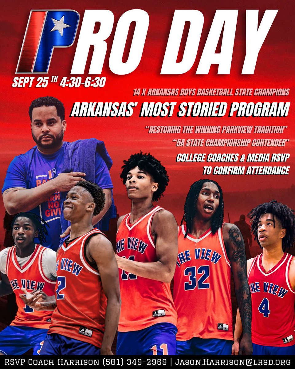 Little Rock Parkview Basketball (@theviewbball_) on Twitter photo ‼️ATTN: College Coaches
Come check out the Little Rock Parkview Patriots! Lots of talent in the building…you will not want to miss this!
#ThaView
<a href="/JasonJeharrison/">Jason Harrison</a> <a href="/PVathletics/">Parkview Athletics</a> <a href="/ADAndersonPV/">Coach Anderson</a> <a href="/kayla_fletch/">kfletch</a> <a href="/CrunkdOutEnt/">C.O.E Films</a> <a href="/VortexSportsARK/">Vortex Sports x Prep Hoops AR</a> <a href="/ARHoopScoop/">Kevin McPherson</a> ‼️ATTN: College Coaches
Come check out the Little Rock Parkview Patriots! Lots of talent in the building…you will not want to miss this!
#ThaView
<a href="/JasonJeharrison/">Jason Harrison</a> <a href="/PVathletics/">Parkview Athletics</a> <a href="/ADAndersonPV/">Coach Anderson</a> <a href="/kayla_fletch/">kfletch</a> <a href="/CrunkdOutEnt/">C.O.E Films</a> <a href="/VortexSportsARK/">Vortex Sports x Prep Hoops AR</a> <a href="/ARHoopScoop/">Kevin McPherson</a>