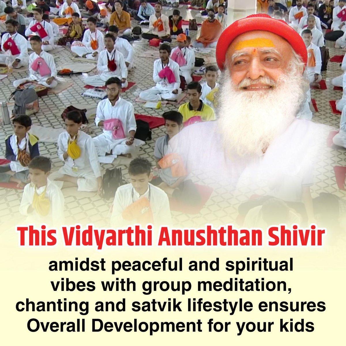 With the divine Inspiration of Sant Shri Asharamji Bapu #MeditationCamp is organised regularly, which is an initiative that provides holistic guidance, enabling Spiritual Growth &amp; Inner Peace to achieve their full potential and contribute positively 2 society,nation, &amp; humanity🙏