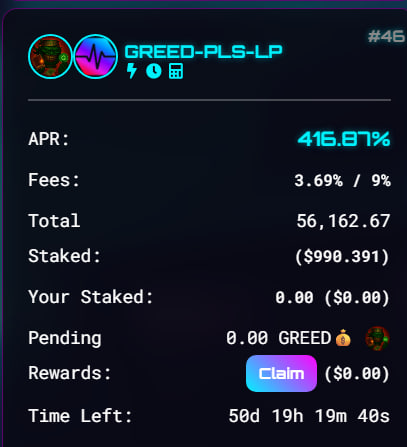 Crypto_BRO (@cryto_br0) on Twitter photo ⚡️ 416%+ APR on $GREED-$PLS LP ⚡️
This isn’t a <a href="/pumptiresWIN/">Pump.Tires</a> meme flip— it’s DeFi live on PulseChain.
By pairing $GREED with $PLS, liquidity providers are tapping into one of the highest compounding reward engines in the ecosystem. They also make the Quantum Leap from trader ⚡️ 416%+ APR on $GREED-$PLS LP ⚡️
This isn’t a <a href="/pumptiresWIN/">Pump.Tires</a> meme flip— it’s DeFi live on PulseChain.
By pairing $GREED with $PLS, liquidity providers are tapping into one of the highest compounding reward engines in the ecosystem. They also make the Quantum Leap from trader