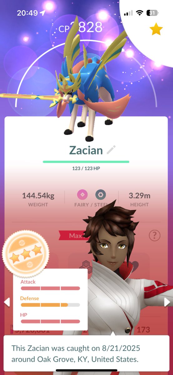 _DarthGamer_1's tweet photo. Got lucky today with 2 shiny pokemon that I didn’t have yet! Plus got that Zacian from raid hour and finally decided to change its form for my first one ever. 

#PokemonGo #Pokemongoapp https://t.co/ZmWITmhsyh