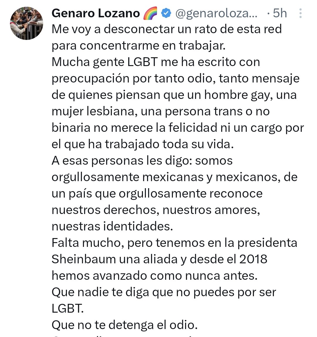 Genaro Lozano (<a href="/genarolozano/">Genaro Lozano 🌈</a>):

Aunque me bloqueaste desde hace poco más de seis años cuando en Televisión te dije que ignorabas la política estadounidense y que Trump no sería destituido (como no lo fue), confío en que los usuarios de X te hagan saber mis comentarios.

1) Yo no