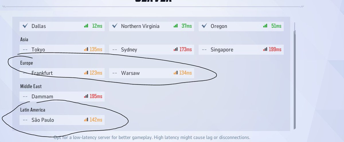 Please just get rid of South America servers from ignite, or get rid of Sao Paulo and make it Mexico City. from Austin I get better ping to Poland than I do to SA.