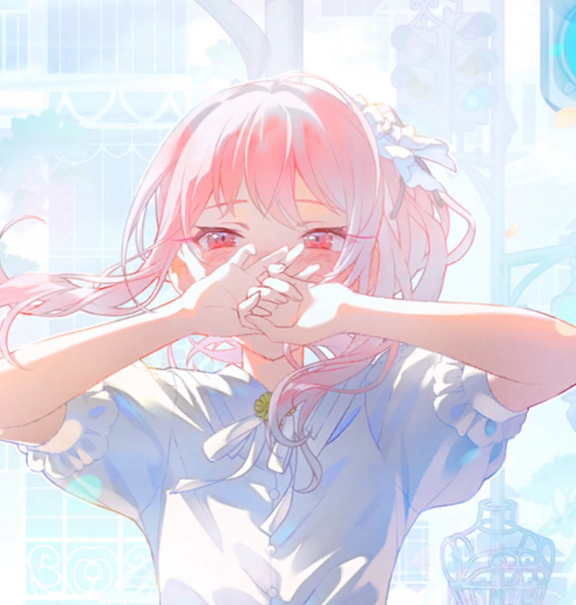 this card is honestly so gorgeous… mizuki akiyama you NEVER dissapoint… her face being covered and blushing i am dead… it perfectly describes her emotions and how she is feeling with the overwhelming love and support i cry