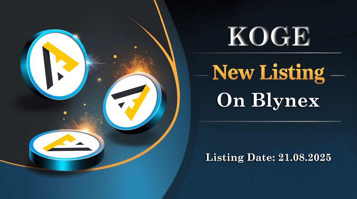 KogeClubToken's tweet photo. 🪙 #Blynex new listing @KogeClubToken🚀

Key dates: 🔹 Deposit and Withdrawal Opens: 21/08/2025 12:00 (UTC) 📷 Trading Begins: 21/08/2025 12:00 (UTC)
Get ready to trade  $KOGE / USDT on https://t.co/RH85kHujb1:

You can also secure a USDT loan by using #KOGE tokens as collateral. https://t.co/HSxuNMECnc