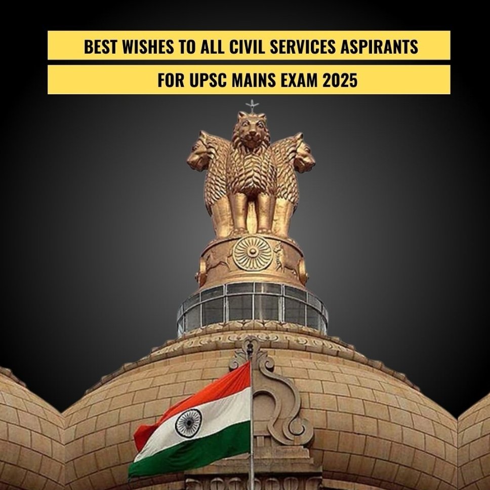 "Best of luck to all UPSC 2025 aspirants appearing for the Mains exam today, May your hard work and dedication shine through, and may you make a meaningful impact in the nation's service 🙏🇮🇳 #UPSC #UPSCMains #BestOfLuck"