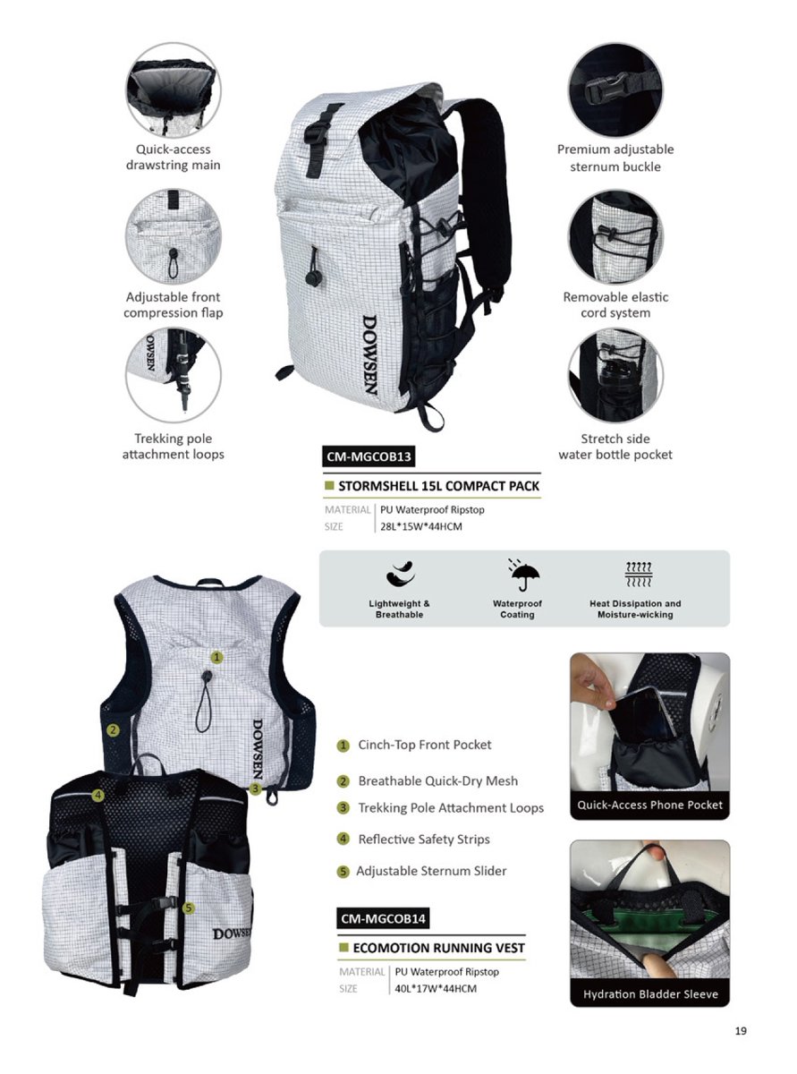lunadu0514's tweet image. 🌟 Meet the new Ripstop Outdoor Series—your perfect adventure buddy!

From the Stormshell 35L &amp;amp; 15L packs to the Ecomotion Running Vest—lightweight, waterproof, and built for the wild. PU ripstop fabric, trekking pole ready, and oh-so-comfortable. 💪🏔️
#Dowsenbags #OutdoorBag