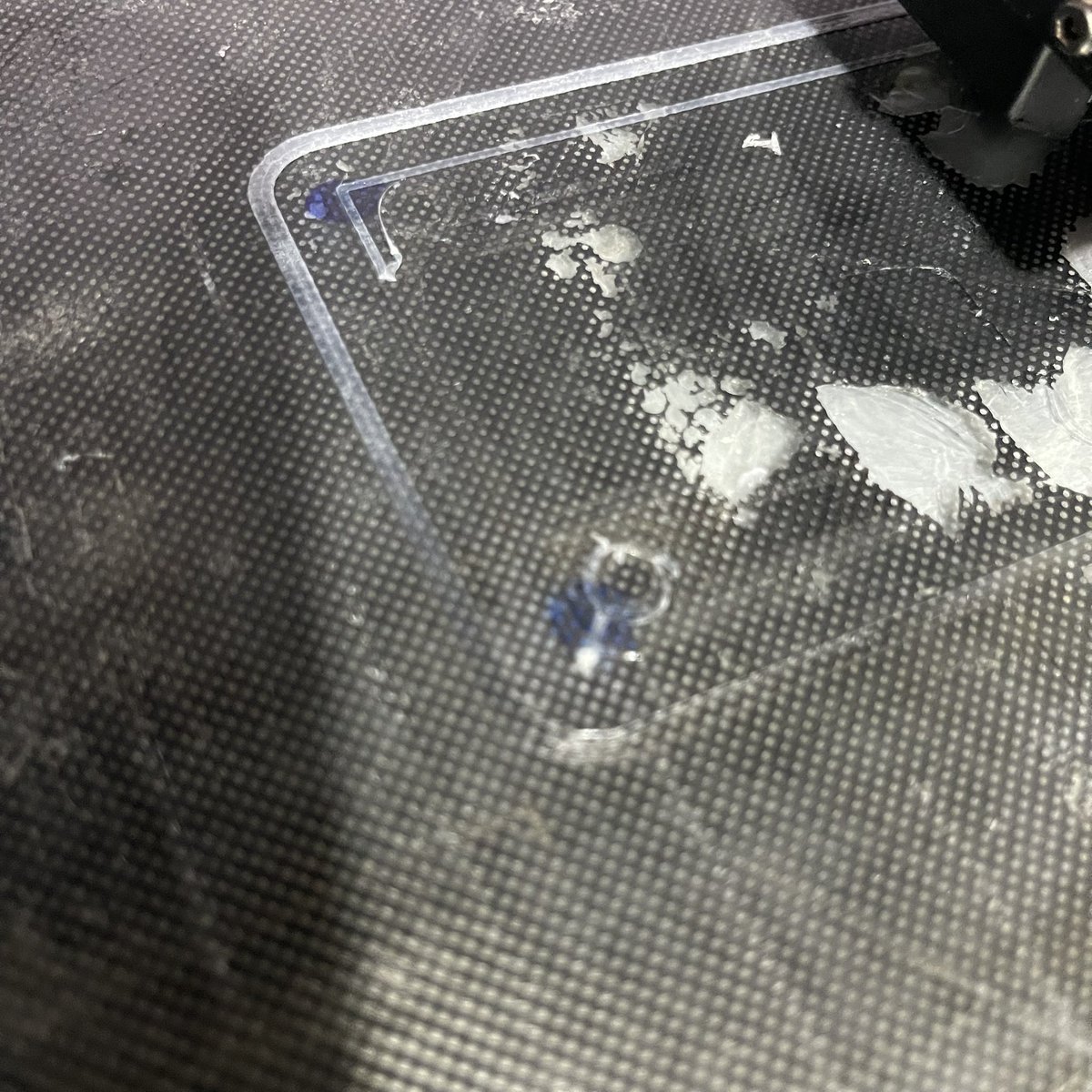 Adhesion progress, slight adjustment from right corner and hopefully I am getting close.
My build plate must be warped, also coating come off because I used drops of super glue trying to stop warpage. Don’t do that! 😝
Might get a new build plate soon.