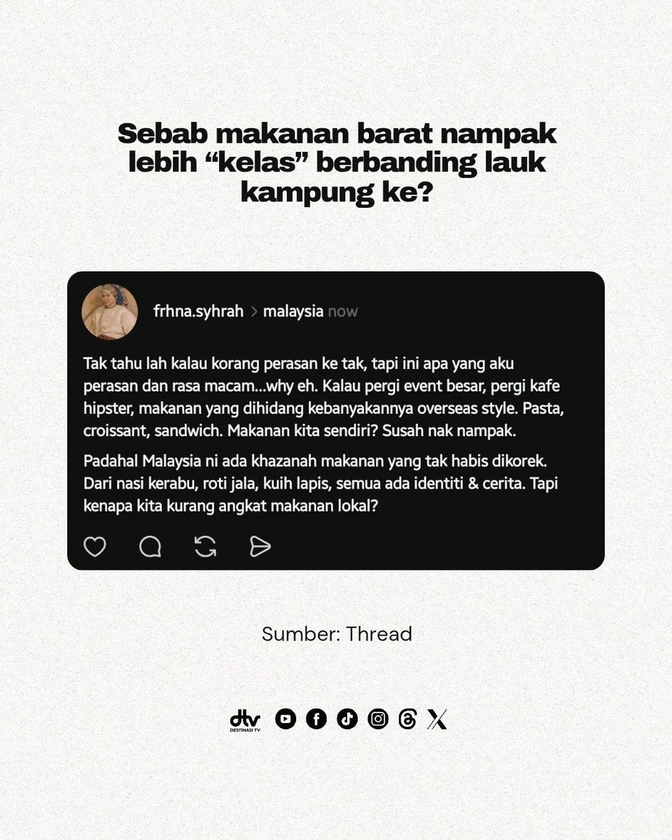 Destinasitv's tweet photo. Kalau kita sendiri malu nak tonjolkan makanan kita, siapa lagi yang akan banggakan? https://t.co/lfzXwe8LJ2