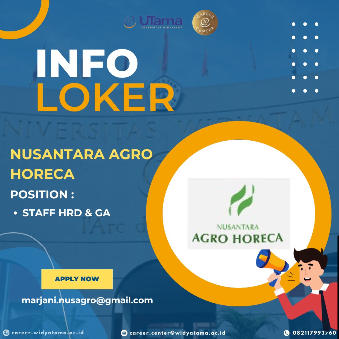 CareerUTama's tweet photo. ✨ INFO LOKER NUSANTARA AGRO HORECA ✨

Nusantara Agro Horeca saat ini membuka lowongan untuk posisi:

📌 Staff HRD &amp; GA
📍 Penempatan: Gedebage

✉️ Email: marjani.nusagro@gmail.com

We Love, We Care, We Share.

#karir #pusatkarir #pusatkarirwidyatama #pusatkarirutama #career https://t.co/negYfmJGhc