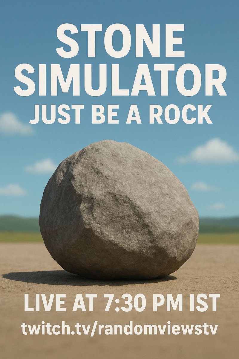 🪨 Tonight I become… a rock.
Streaming Stone Simulator – Just Be a Rock 🌍
Come hang out, chill, and vibe with me as we literally… do nothing but be a rock 😂
🔴 Live at 7:30 PM IST 👉 twitch.tv/randomviewstv
#StoneSimulator #keymailer