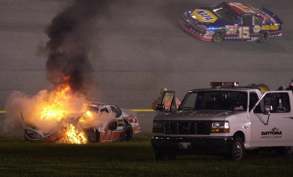 Daytona, July, 2002.

Mike Joy: "The wings will be extra crispy tonight"

Michael Waltrip won the race