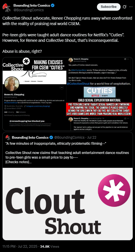 IzzyQuil's tweet photo. @MenVSexism @MelTankardReist @caitlin_roper @CollectiveShout But didn't the girls from Cuties get exploited?
And... don't you support Cuties?
Hmm. strange. It's almost as if you are a hypocrite...
#makeparentinggreatagain #collectivemisandry #collectiveshout #notlikeus https://t.co/Zvl4SBfTLw