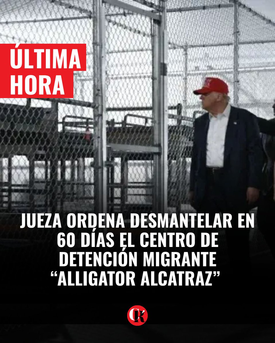 #ÚltimaHora 🚨  Jueza federal de Estados Unidos ordenó desmantelar en 60 días el centro de detención migratoria 'Alligator Alcatraz' en Florida por daños ambientales en los Everglades. Además, se porhibió el ingreso de nuevos migrantes detenidos.

#Migración #MedioAmbiente