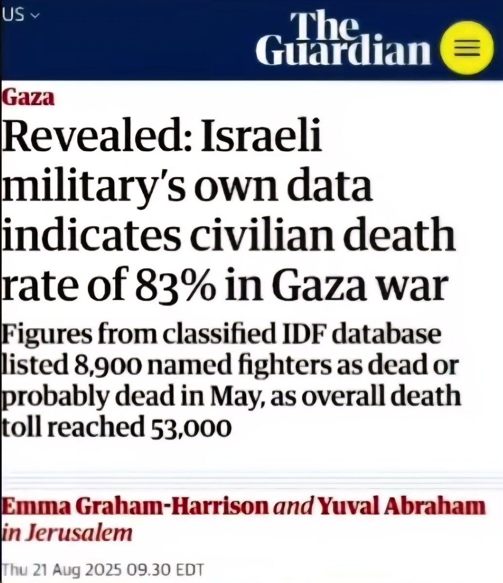 nick_matau's tweet photo. 🧵 (1/10) The Guardian, +972, &amp; Local Call claim “83% of Gaza war deaths are civilians.” 🚨
Here’s why that number is fake, propaganda math https://t.co/NnmJXM9LAI