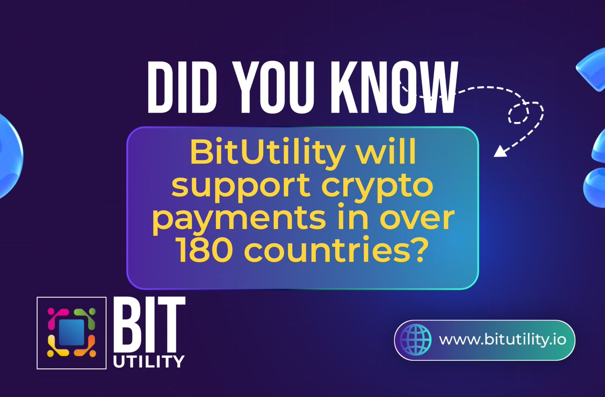 BitUtility (@bitutilityx) on Twitter photo Did you know BitUtility will support crypto payments in over 180 countries?
Whether you're in Lagos or Lisbon, New York or Nairobi; you can settle bills, buy airtime, and even top up travel eSIMs in seconds.
🟢And with our <a href="/ThePeacockNFT/">Peacock NFT</a>? You do all of that without paying Did you know BitUtility will support crypto payments in over 180 countries?
Whether you're in Lagos or Lisbon, New York or Nairobi; you can settle bills, buy airtime, and even top up travel eSIMs in seconds.
🟢And with our <a href="/ThePeacockNFT/">Peacock NFT</a>? You do all of that without paying
