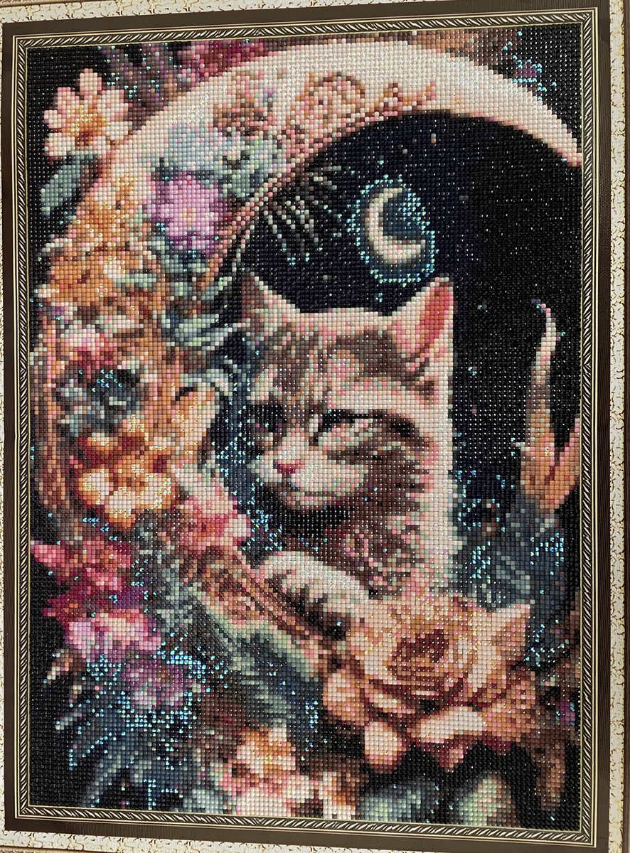 Coco_An2's tweet image. #ここのダイヤモンドアートコレクション
⑩2025.8.22 完成

Title  月と幻想猫
Artist  DiamondArtAN
Shop BASE
Size 30×42
Type スクエア
Color 42
ABColor 3 (3822.3865.823)

#ダイヤモンドアート