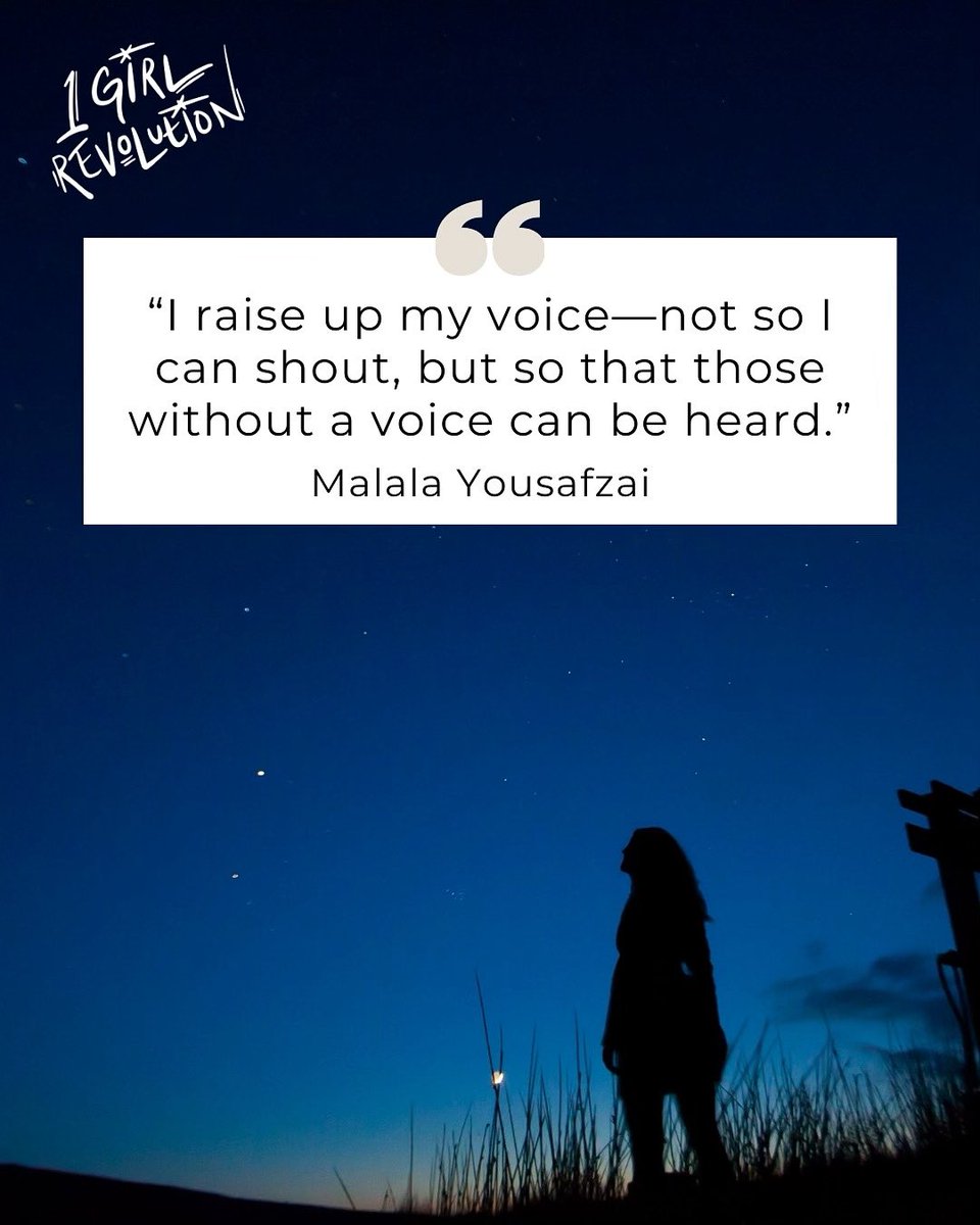 ✨ At 1 Girl Revolution, we believe that when one woman raises her voice, she carries countless others with her.
Malala’s words remind us that our voices are not just our own — they are instruments of change, hope, and justice for those who have not yet been heard.