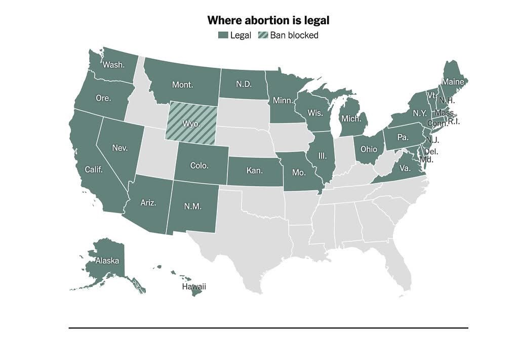 HerRightsGlobal's tweet photo. Current access to reproductive health resources across the US as of July 2025: nearly 40% of the population is still without access to fundamental health services. The fight is not over. 

Sources: Center for Reproductive Rights; Guttmacher Institute; KFF; UCLA Law. https://t.co/i3rOaVaXuN
