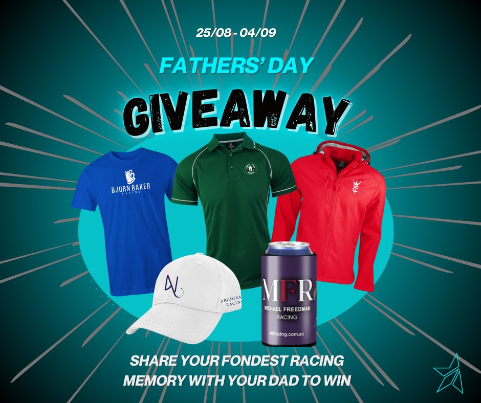Spoil dad this Fathers' Day with an amazing racing merchandise pack! 
 🏆To Enter- See our Instagram Post
Entries close 11.59PM September 4th.