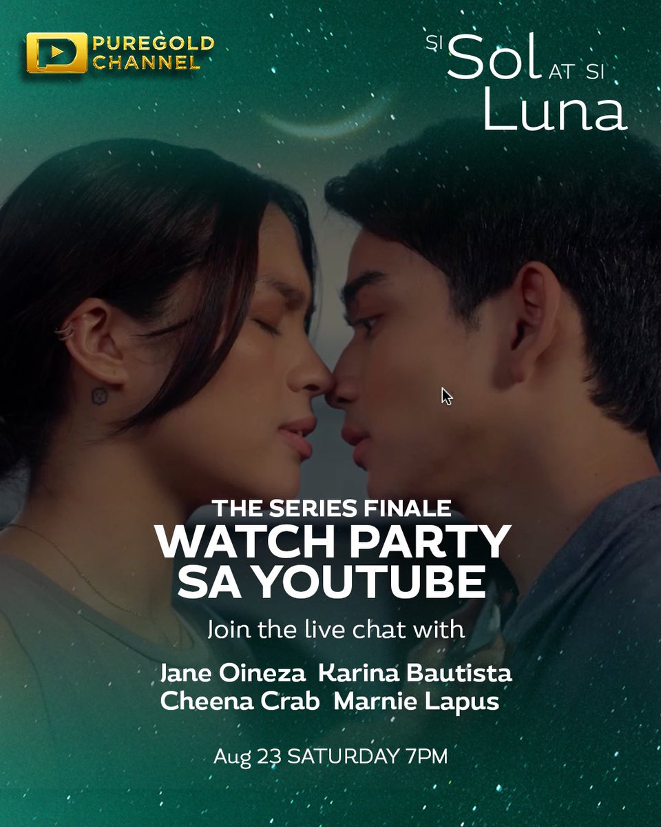 Samahan sina Jane Oineza Karina Bautista Cheena Crab Marnie Lapus sa aming YouTube watch party!

Abangan bukas ang series finale ng #SiSolAtSiLuna sa YouTube #PuregoldChannel, Sabado, 7PM!