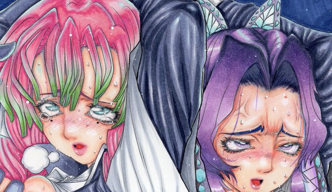 過去に2度ほど仕事で鬼滅のイラスト描いた事あるけど1度目はまだ鬼滅を知る前に描いた事であまり上手く描けなかった思い出が…因みにこのイラストは2度目のモノ。 #鬼滅の刃 #甘露寺蜜璃 #胡蝶しのぶ