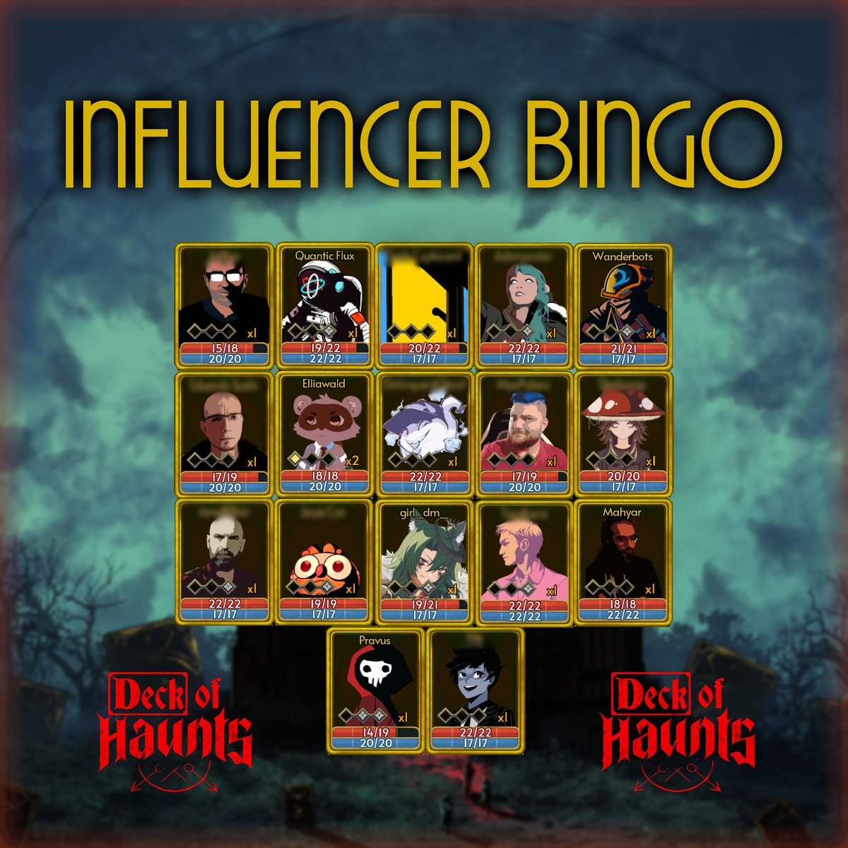 Have you've been wanting to play Deck of Haunts? Join the Influencer Bingo to win a key! 6 down, 11 to go!