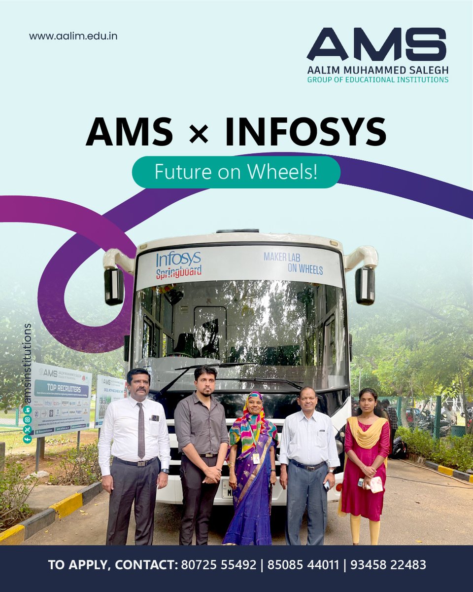 amsinstitutions's tweet image. Ideas on Wheels. Minds in Motion! 🚌

AMS × Infosys: Where curious minds meet rolling labs and turn bold ideas into the tech leaders of tomorrow.

All aboard. All in. All future-ready. ✨

#AMSxInfosys #InnovationOnWheels #MakerLab #AMSGroupofInstitutions #AMSInstitutions