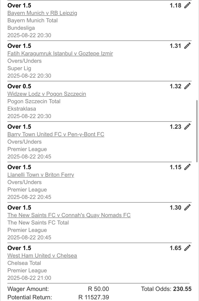 230 odds

Betway code - BWC2BE220

Good luck