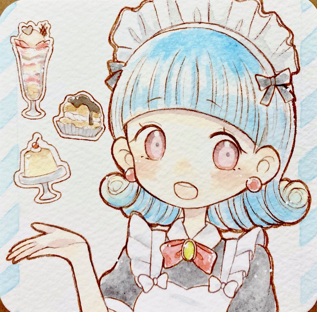 🎀スイートメイドちゃん🍮

#illustration
#透明水彩
#ドリームメイド展5