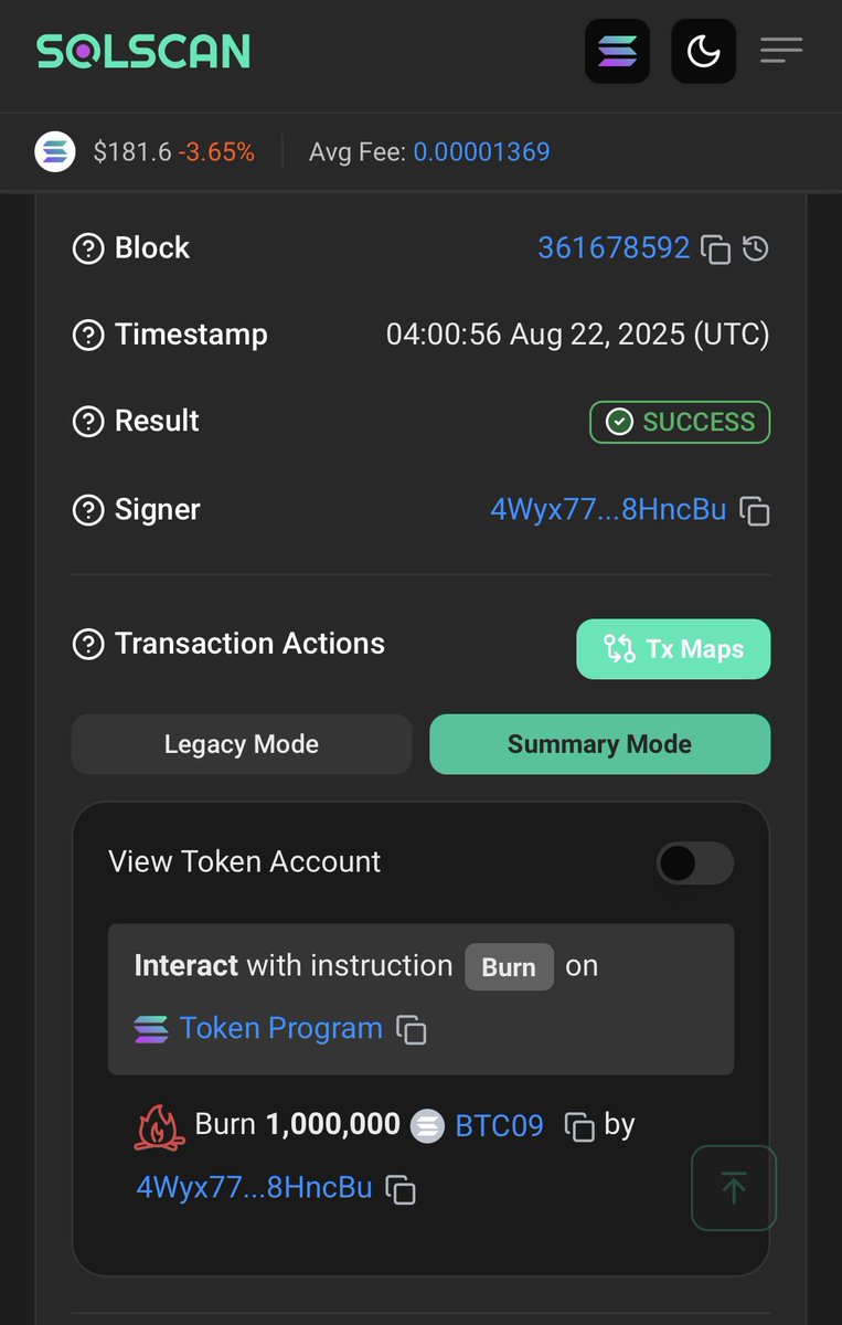 yodaspenpale's tweet photo. Another milly burned just like that. $BTC09 
Max supply is around 17m now just like original $BTC but it’s 09 prices on Solana. All you need is $1 worth… https://t.co/70x3lOlw3X