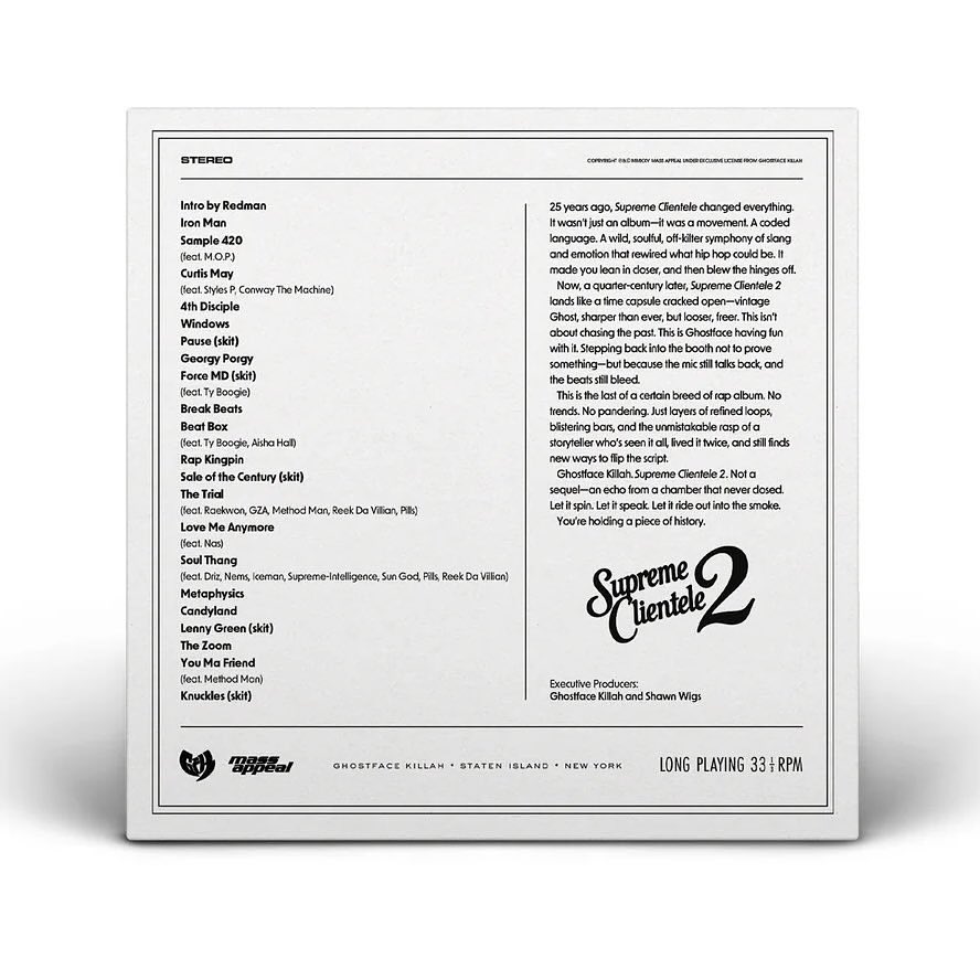WereMadeOfMusic's tweet photo. New album by Ghostface Killah is out now‼️

'Supreme Clientele 2' 💿

#rap #ghostfacekillah #music https://t.co/AmkmbQx9UV