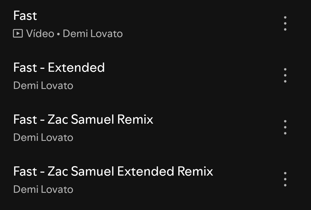 Demi Lovato lançou uma versão extended de “Fast” e um remix com o DJ Zac Samuel.

Confira as novas versões: bit.ly/45wKfZq