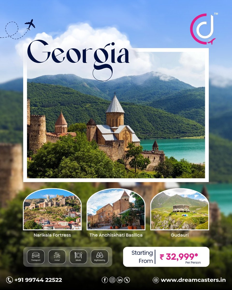 dreamcastersIn's tweet image. Discover the hidden beauty of Georgia – where mountains, culture, and flavors create the perfect escape! 🌍✨
.
#DreamCasters #GeorgiaTravel #HiddenGems #TravelWithUs #ScenicBeauty #CaucasusMountains #AdventureTrips #CulturalJourney #InternationalTravel #ExploreMore