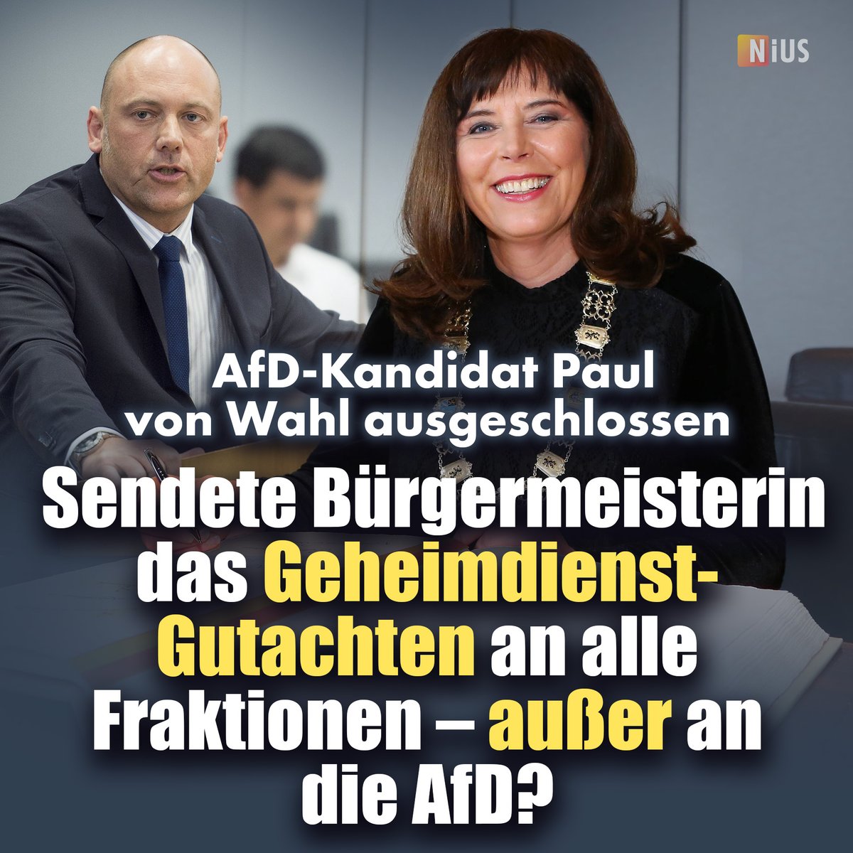 Der #AfD-Politiker Joachim Paul soll von der Oberbürgermeisterwahl in Ludwigshafen ausgeschlossen werden. Sendete die Bürgermeisterin das entscheidende Geheimdienst-Gutachten an alle Fraktionen – außer an die AfD? #NIUS nius.de/politik/news/a…
