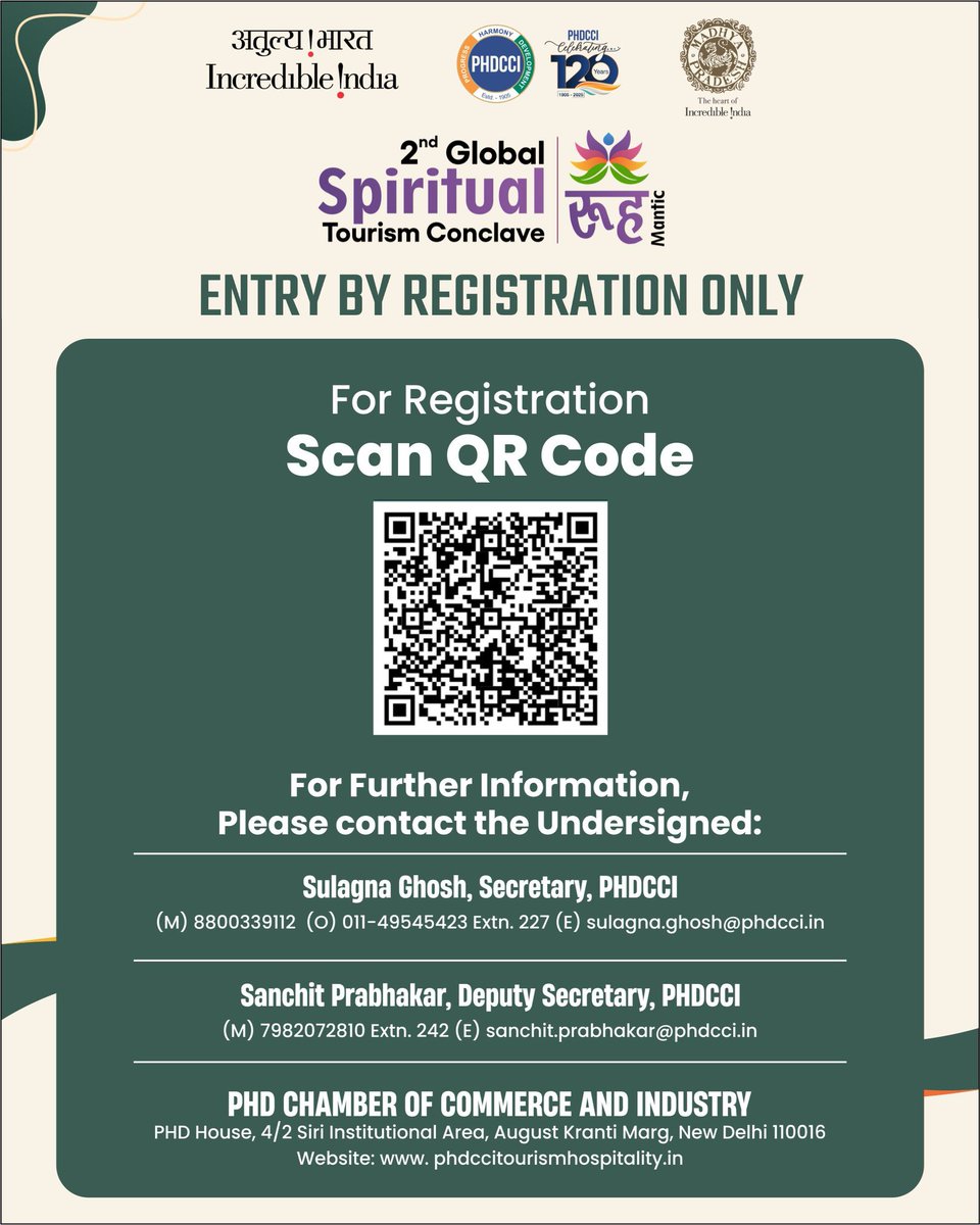 रूहmantic Journeys Begin Here! PHDCCI proudly presents the 2nd Global Spiritual Tourism Conclave – a landmark gathering of seekers, leaders, and visionaries in the sacred city of Ujjain on 27th August 2025.