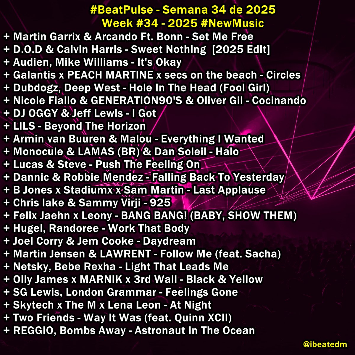 ibeatedm's tweet photo. #BeatPulse - Semana 34 de 2025 // Week #34 - 2025 /// Favorite song? #NewMusic π#ElectronicMusic #DanceMusic #EDM #Dance /// Your donations & support is appreciated -> https://t.co/xz6aS756EC https://t.co/czMx9jM6uD