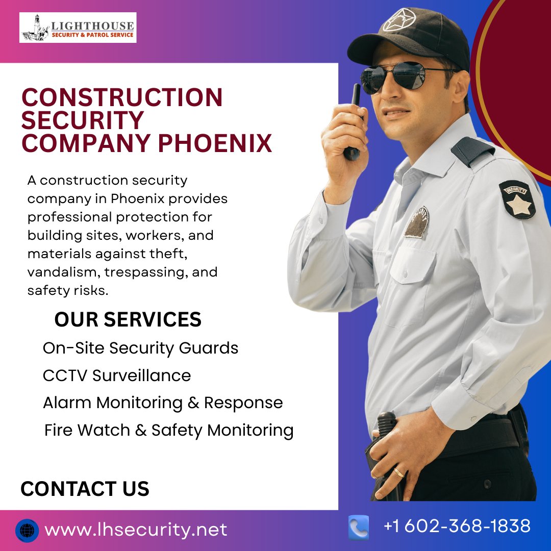 service_patrol's tweet image. Construction Security Company  Phoenix
Protect your site with the trusted Construction Security Company in Phoenix – LH Security Services! 24/7 protection against theft &amp;amp; vandalism.
Visit Us : lhsecurity.net
#ConstructionSecurity #PhoenixSecurity