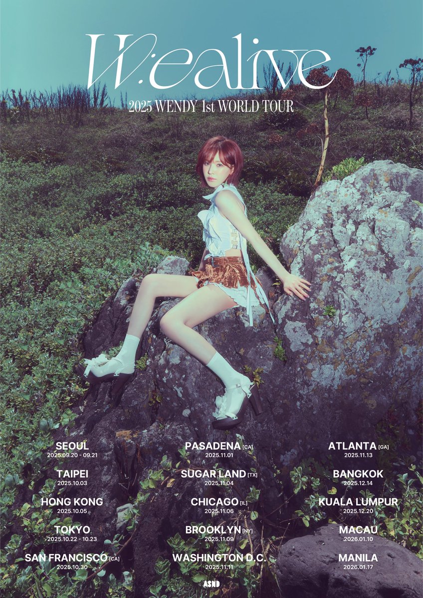 [#NEWS]
웬디, 첫 솔로 월드투어 '위얼라이브' 스케줄 포스터 공개

🔗 naver.me/FNIG5ZiL

#WENDY #웬디 
#WEALIVE
#WENDY_WORLDTOUR