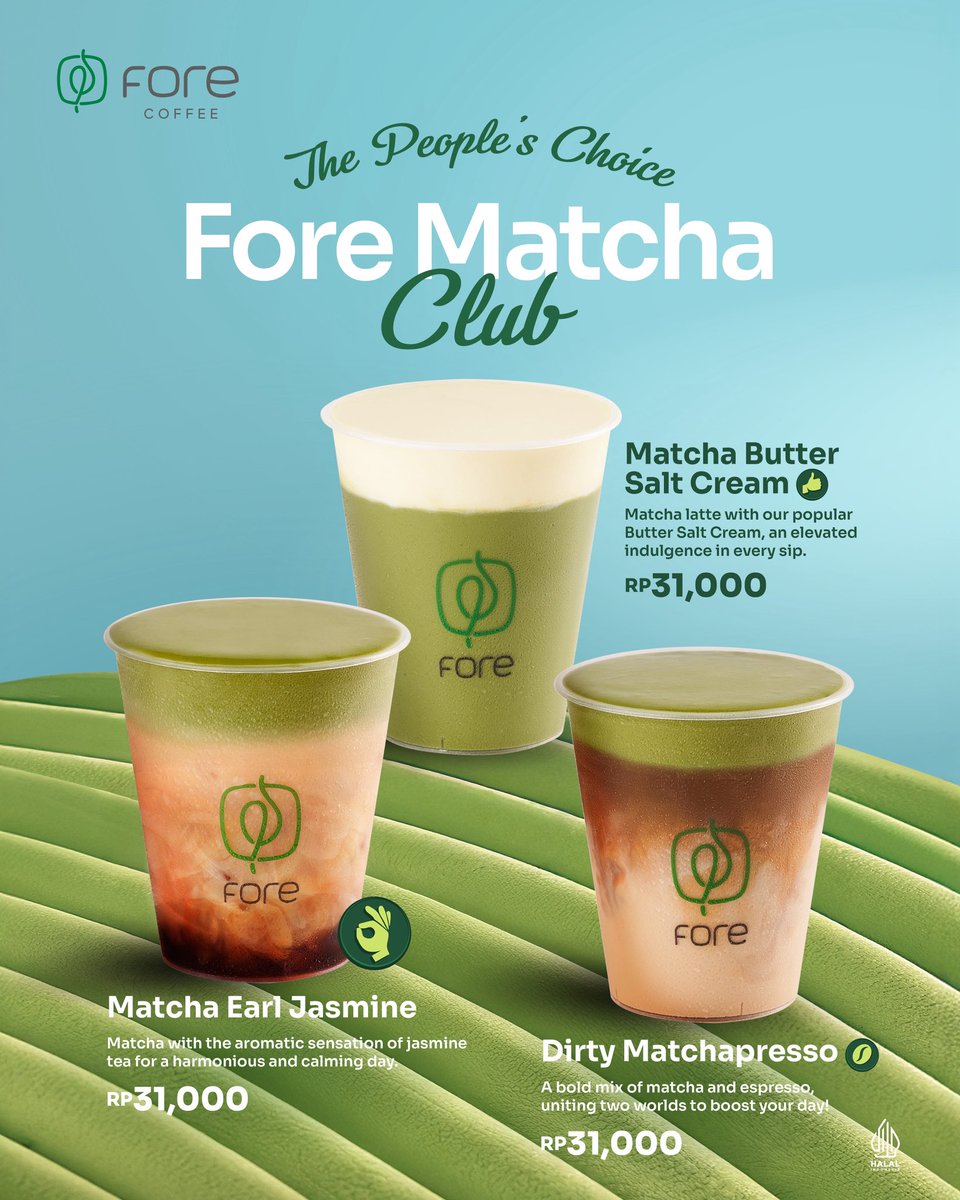 Welcome to Fore Matcha Club! 
3 new matcha sensations, made for every moment, every you!

✨Matcha Butter Salt Cream; matcha latte with Butter Salt Cream
🍵Matcha Earl Jasmine; matcha with aromatic sensation of jasmine tea 
☕Dirty Matchapresso; a bold mix of matcha &amp; espresso