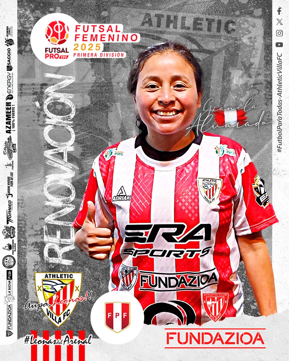Renovación Futsal 2025!!!
GIANELA ALVARADO  ,continuara una temporada mas en nuestro equipo.
Nuestra  CAPITANA, seguirá liderando el barco, aportando su experiencia y liderazgo a favor del equipo.
🦁👉¡¡Somos Athletic Villa Fc!!
