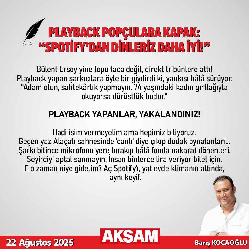 Akşam Gazetesi (@aksam) on Twitter photo ✍️ Barış Kocaoğlu yazdı... "Playback popçulara kapak: “Spotify'dan dinleriz daha iyi!”"
<a href="/bariskocaoglu66/">Baris Kocaoglu</a>
tmd.yt/ho0ma ✍️ Barış Kocaoğlu yazdı... "Playback popçulara kapak: “Spotify'dan dinleriz daha iyi!”"
<a href="/bariskocaoglu66/">Baris Kocaoglu</a>
tmd.yt/ho0ma