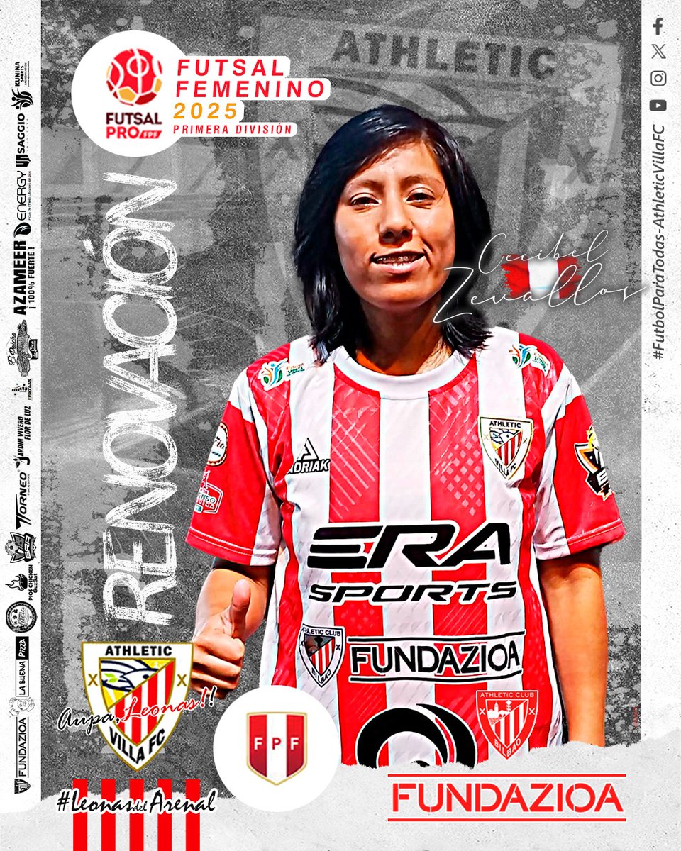 Renovación Futsal 2025!!!
CECIBEL ZEVALLOS  ,continuara una temporada mas en nuestro equipo.
Ella , seguira aportando su experiencia y liderazgo a favor del equipo.
🦁👉¡¡Somos Athletic Villa Fc!!