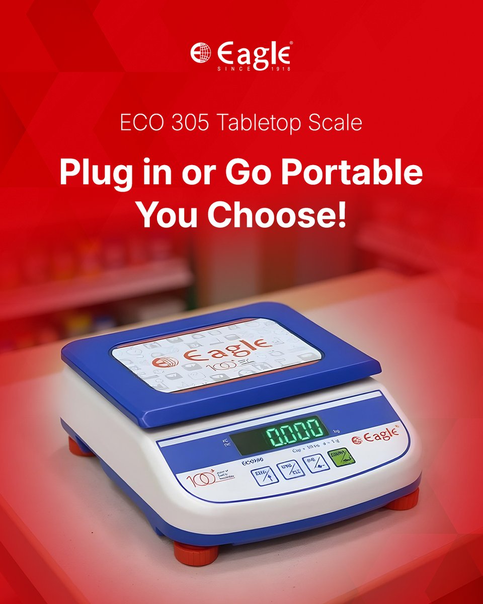 eagle_scales's tweet photo. Weigh your way with the ECO 305 Tabletop Scale! ⚖️
Whether at your counter or on the move, it’s built for accuracy, portability and everyday performance.

👉Grab yours now: https://t.co/qUTwmMsBvw

#EagleScales #ECO305 #WeighingScales #ElectronicWeighingScale #TabletopScale https://t.co/fORyFL3sWE