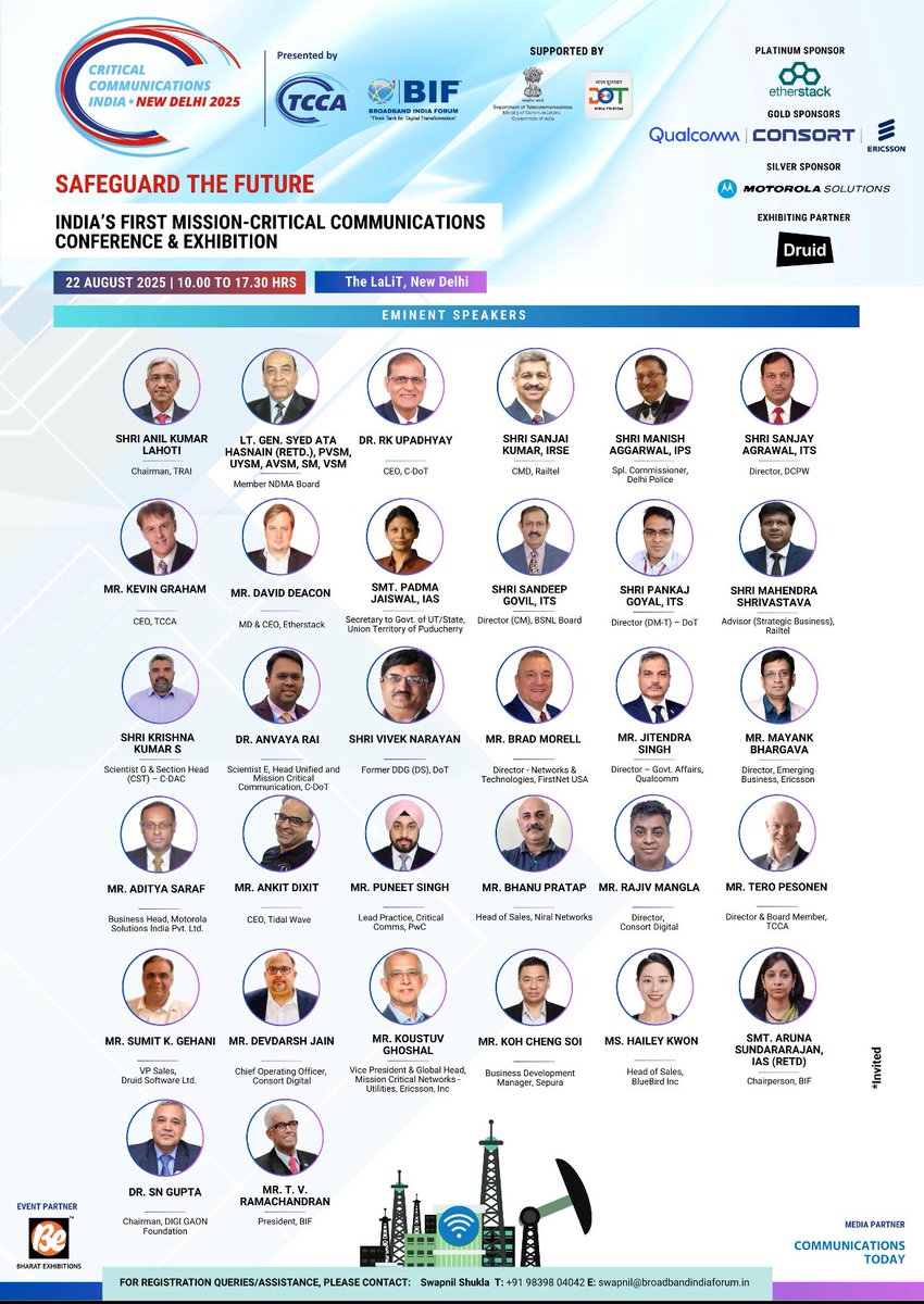 Broadband India Forum (@connectbif) on Twitter photo Excited for the 1st ever Mission Critical Communications Conference!!!
Catch us live here: youtube.com/live/QRE7iyfDs…
<a href="/CritCommsSeries/">TCCA Critical Communications World</a> <a href="/comms_today/">Communications Today</a> <a href="/qualcomm_in/">Qualcomm India</a> <a href="/EricssonIndia/">Ericsson SEA & India</a> <a href="/ConsortDigital/">Consort</a> <a href="/DoT_India/">DoT India</a> <a href="/ministryofhome1/">ministryofhomeaffairs</a> Excited for the 1st ever Mission Critical Communications Conference!!!
Catch us live here: youtube.com/live/QRE7iyfDs…
<a href="/CritCommsSeries/">TCCA Critical Communications World</a> <a href="/comms_today/">Communications Today</a> <a href="/qualcomm_in/">Qualcomm India</a> <a href="/EricssonIndia/">Ericsson SEA & India</a> <a href="/ConsortDigital/">Consort</a> <a href="/DoT_India/">DoT India</a> <a href="/ministryofhome1/">ministryofhomeaffairs</a>