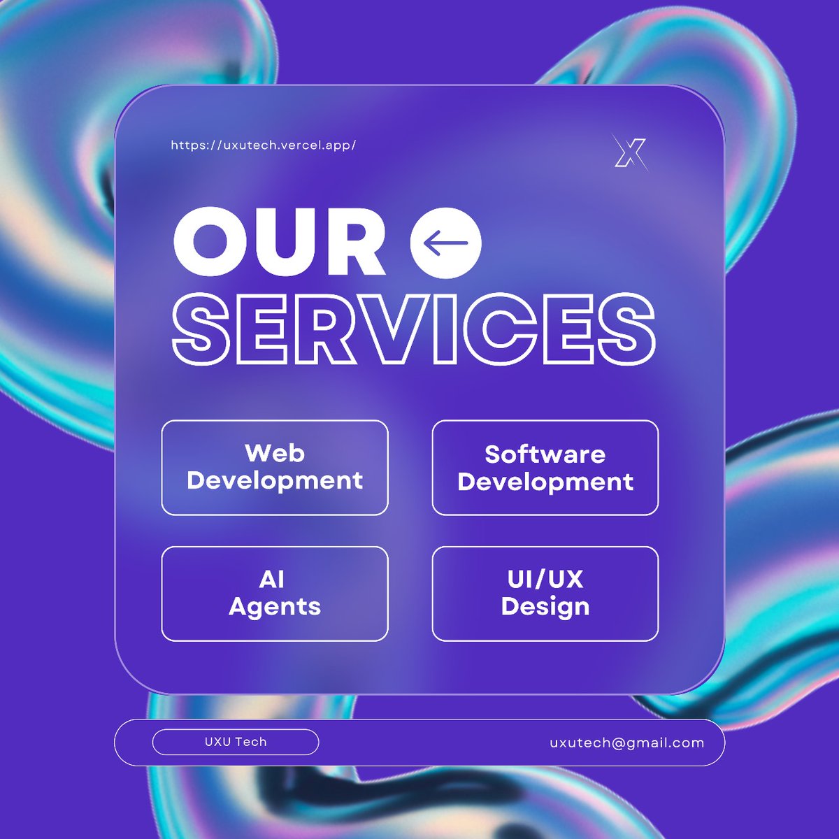 uxutech's tweet photo. Building the Future of Businesses with UXU Tech

We specialize in:
💻 Web Development
⚙️ Software Development
🤖 AI Agents
🎨 UI/UX Design

✨ Plus: Graphic Design, Video Editing &amp; more on request!

📩 uxutech@gmail.com | 📞 +92 334 7715261

#Tech #AI #WebDevelopment #UXUTech https://t.co/gyl5Xm4OYH