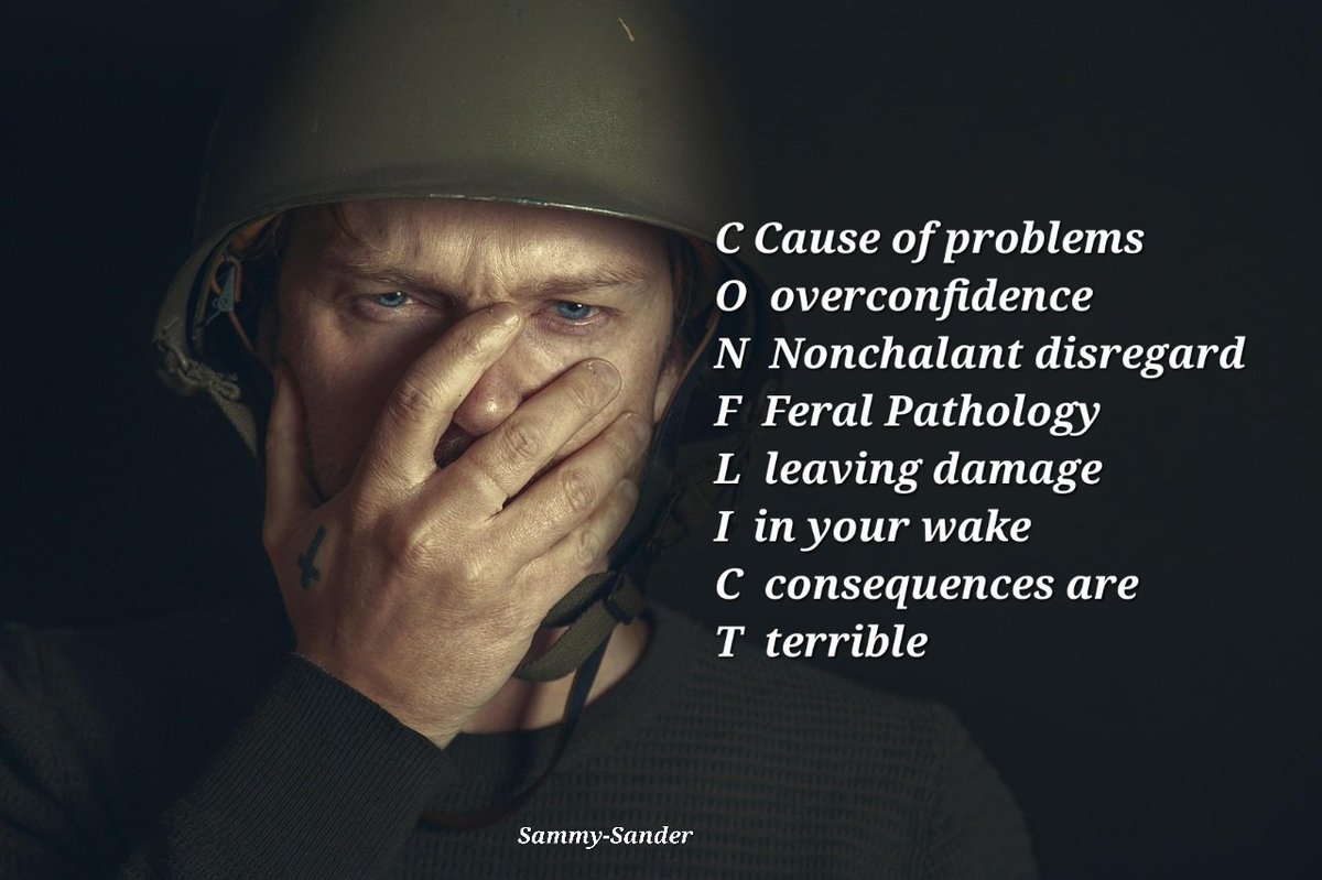 Morgan_R_R_Haze's tweet image. #LuaViEr#BraveWrite #InkMine #Firewords
C Cause of problems 
O  overconfidence 
N  Nonchalant disregard 
F  Feral Pathology 
L  leaving damage 
I  in your wake 
C  consequences are 
T  terrible 
Sammy-Sander pixabay.com